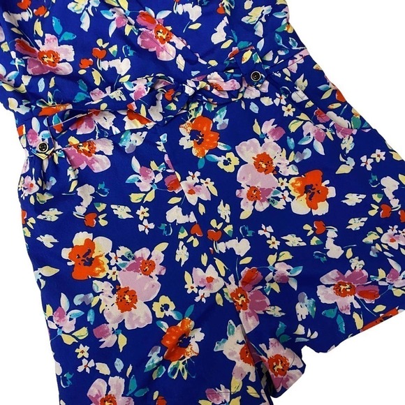 Yumi Kim Women Short Floral Romper Love Potion Revolve V Neck Back Zip Blue L - Picture 3 of 10